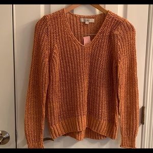 Loft dark peach v-neck spring sweater